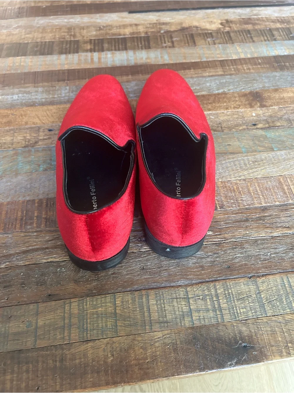 Alberto Fellini Sparko 03 Red Velvet Slip-On Loafers for Men.